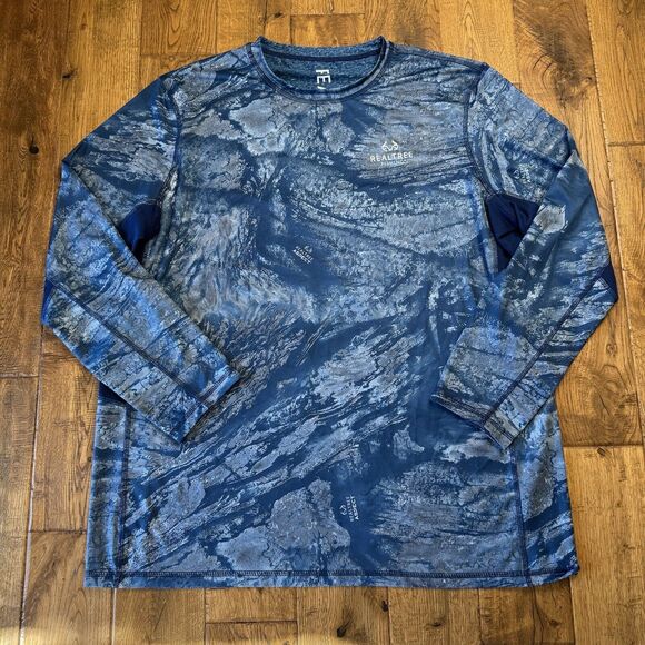 Realtree Reversible Blue White Camo Long Sleeve Performance Fishing Shirt 2XL - Picture 6 of 8